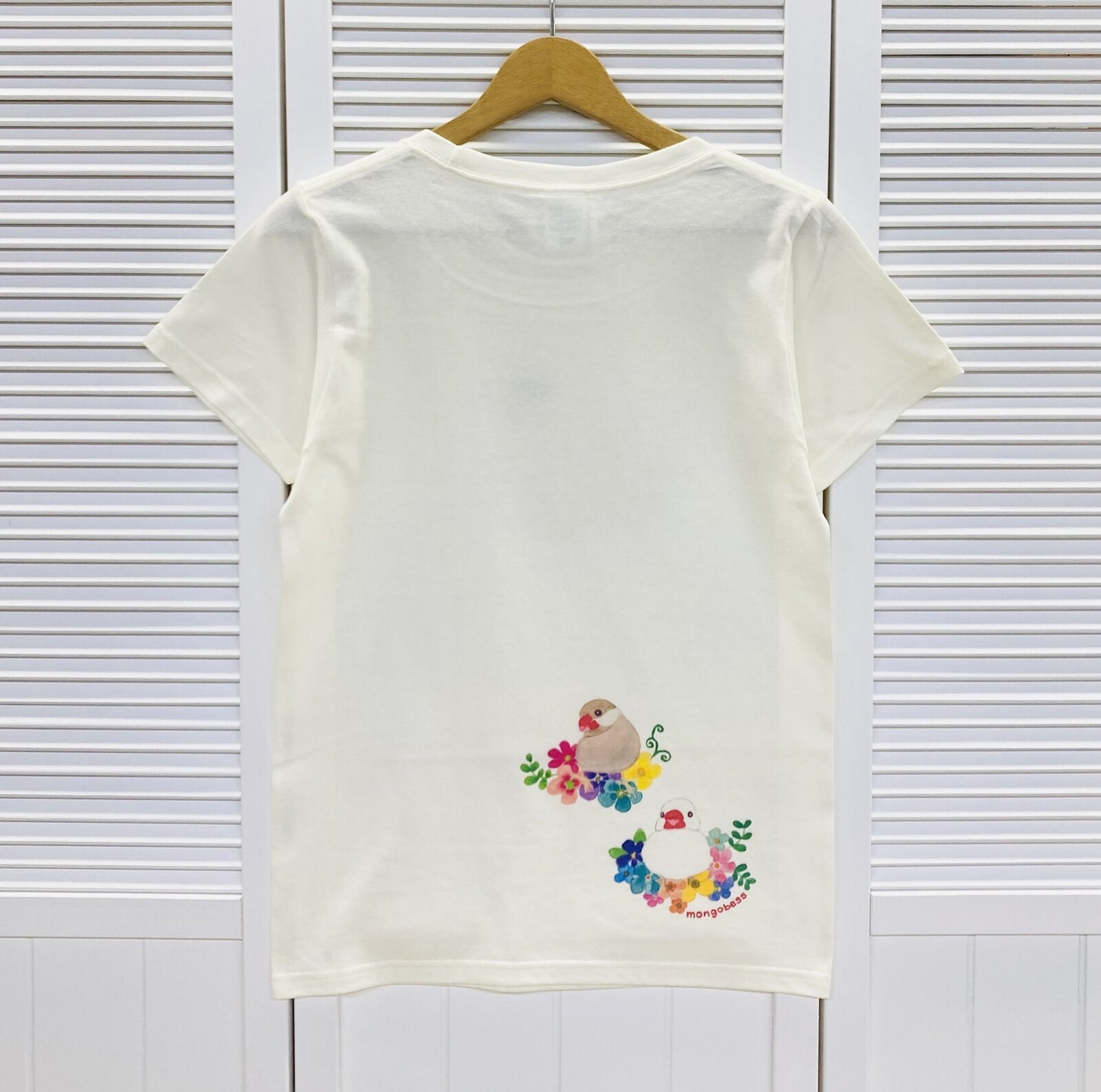 レディースTシャツ フラワーことりシリーズ 桜文鳥 受注製作 送料無料 クーポン利用不可