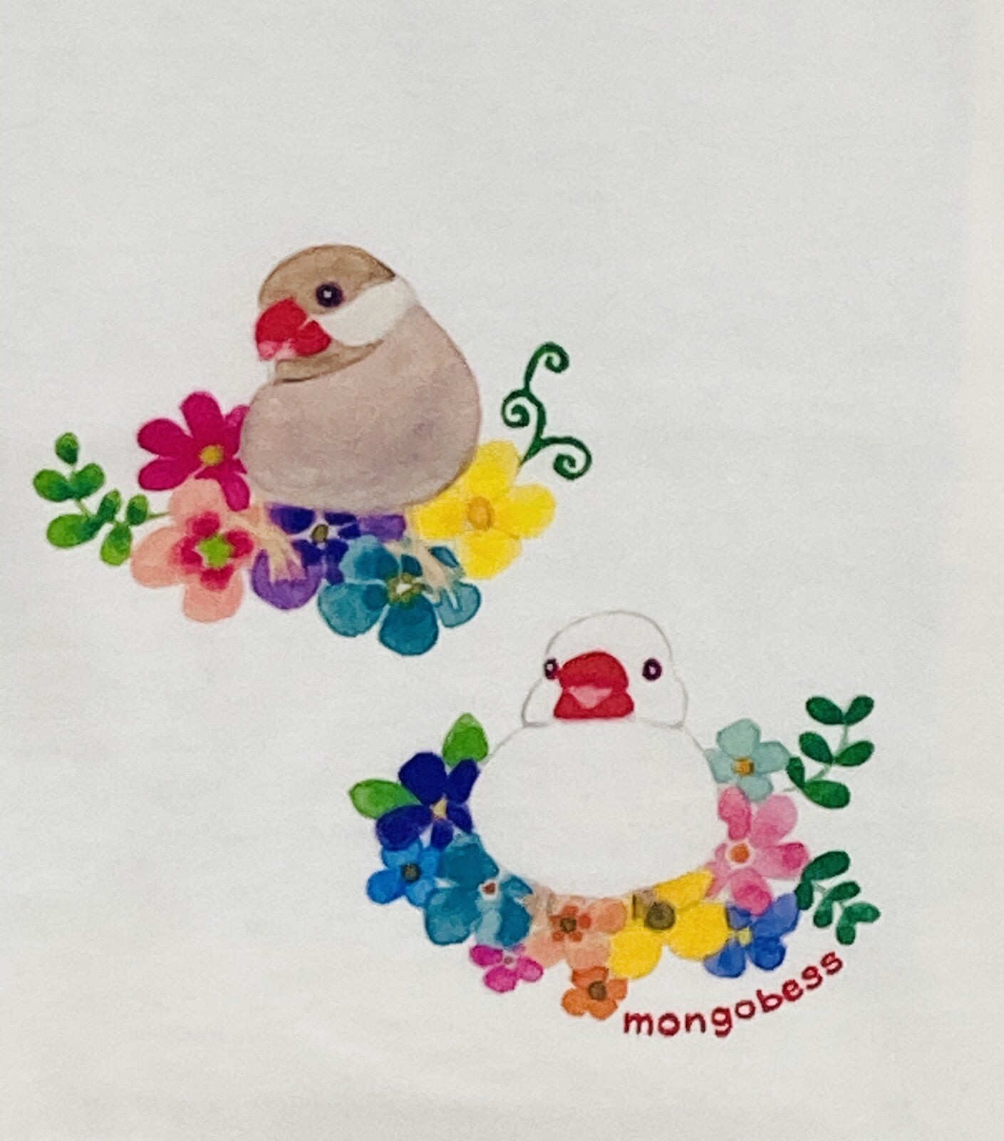 レディースTシャツ フラワーことりシリーズ 桜文鳥 受注製作 送料無料 クーポン利用不可