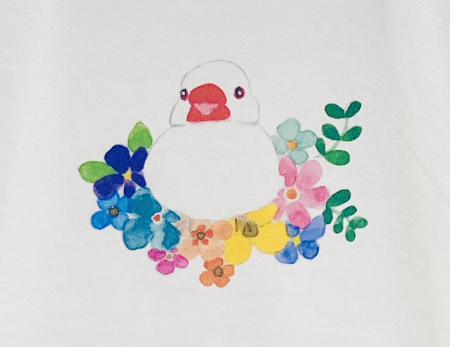 レディースTシャツ フラワーことりシリーズ 白文鳥 受注製作 送料無料 クーポン利用不可