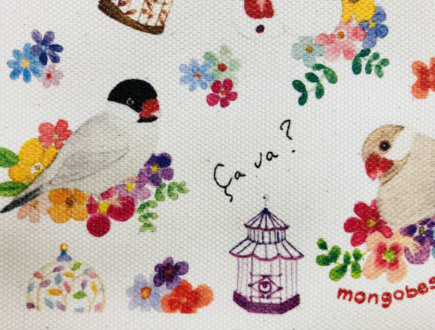 フラットポーチ 文鳥 フラワーシリーズ