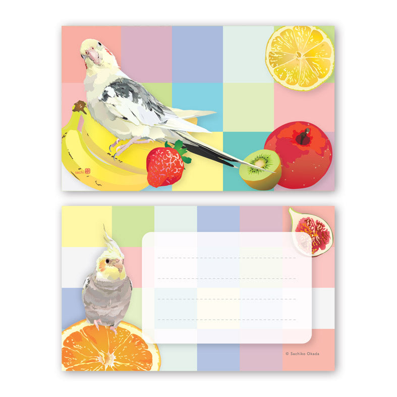 名刺サイズメモカード とりアート LOOKUP オカメインコ