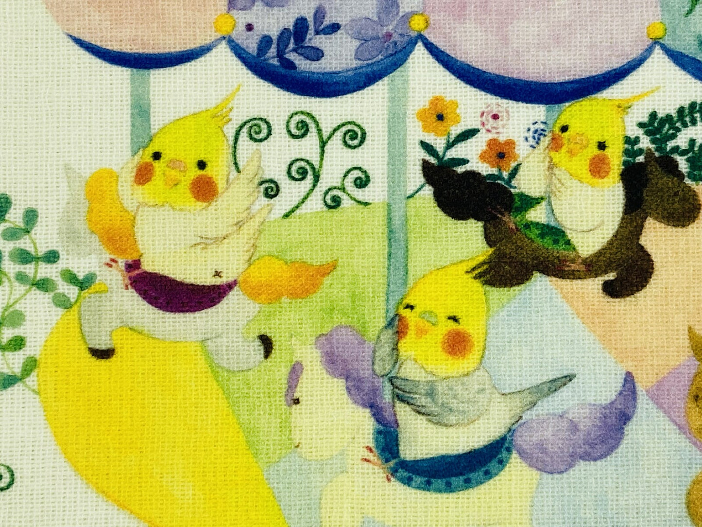 ハンカチ オカメインコ メリーゴーランド