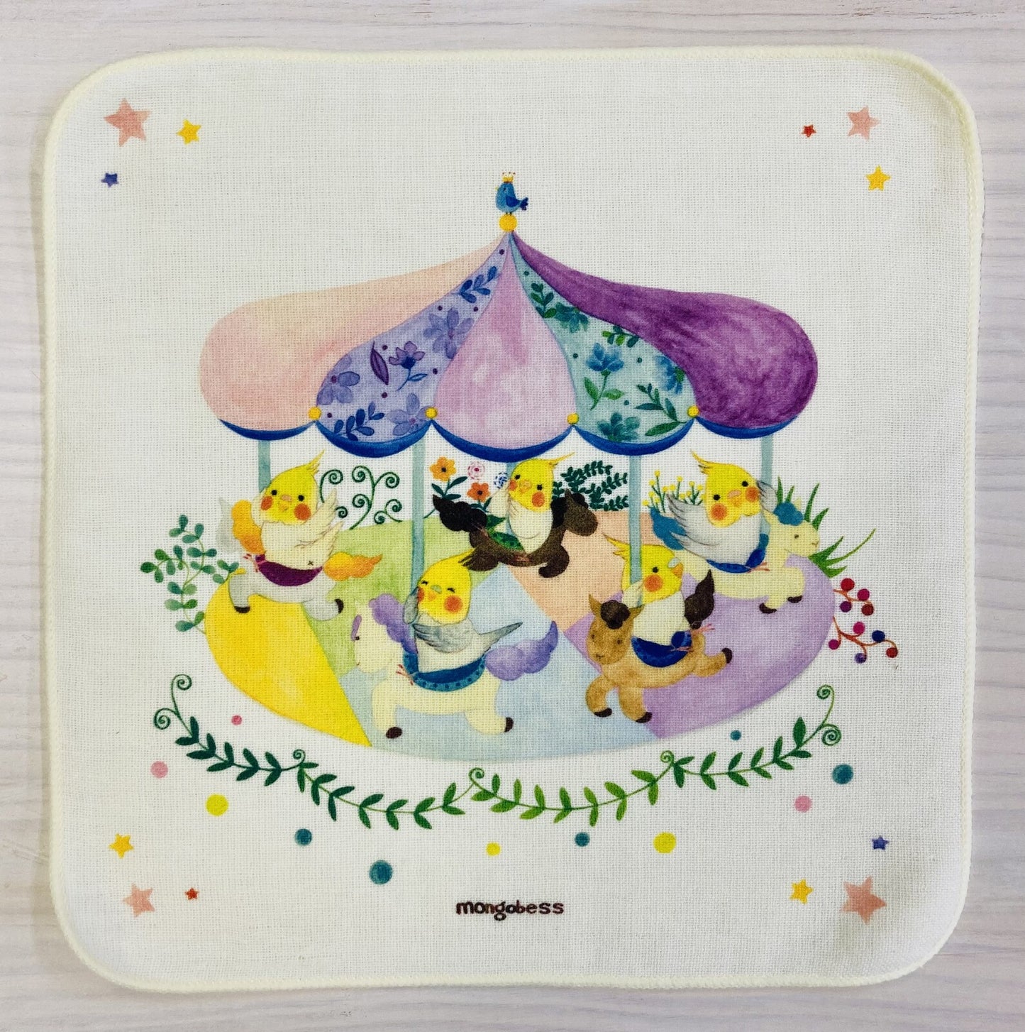 ハンカチ オカメインコ メリーゴーランド