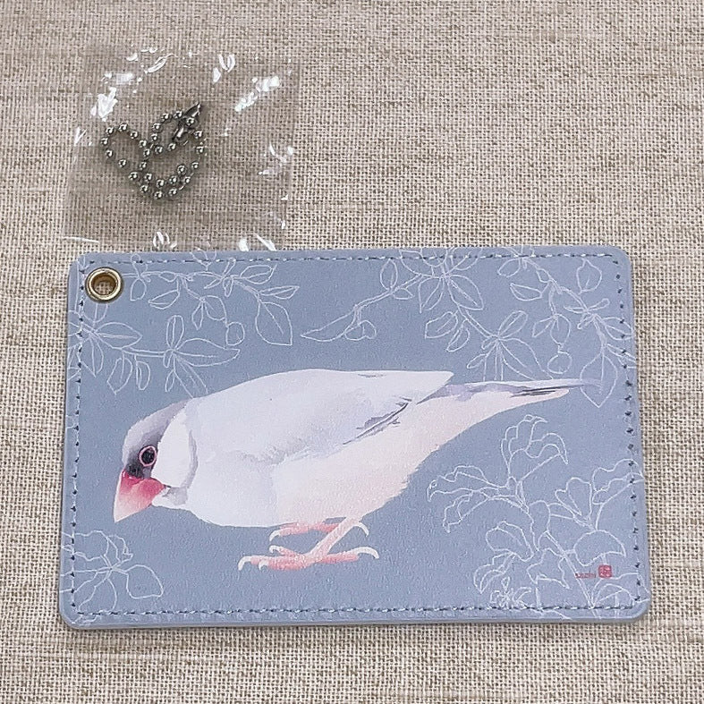 パスケース とりアート むじいろ 文鳥