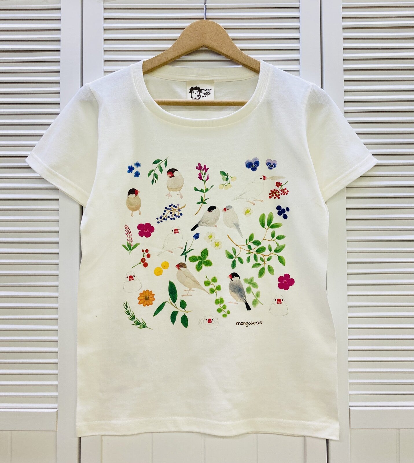 レディースTシャツ ボタニカルシリーズ 文鳥 受注製作 送料無料 クーポン利用不可