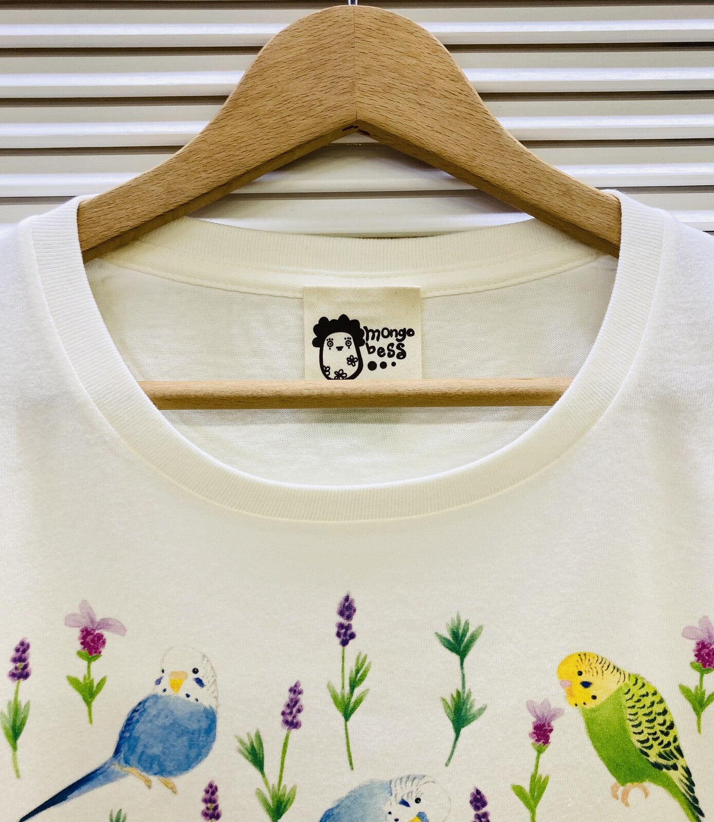 レディースTシャツ ボタニカルシリーズ ラベンダーとセキセイインコ 受注製作 送料無料 クーポン利用不可
