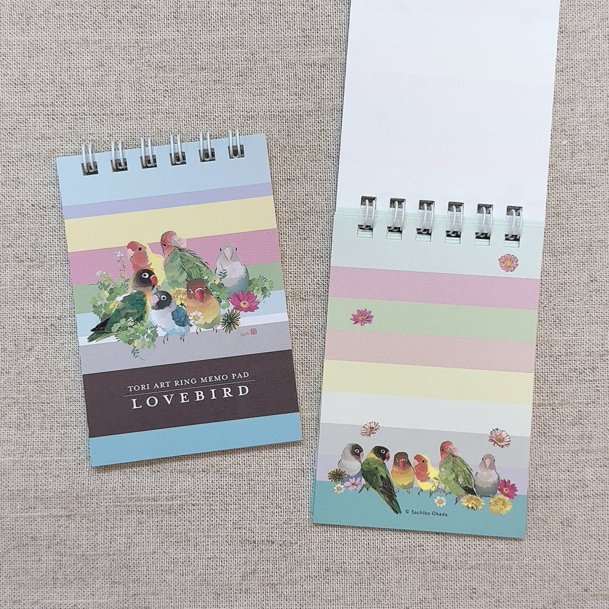ミニリングメモ とりアート LOVEBIRD