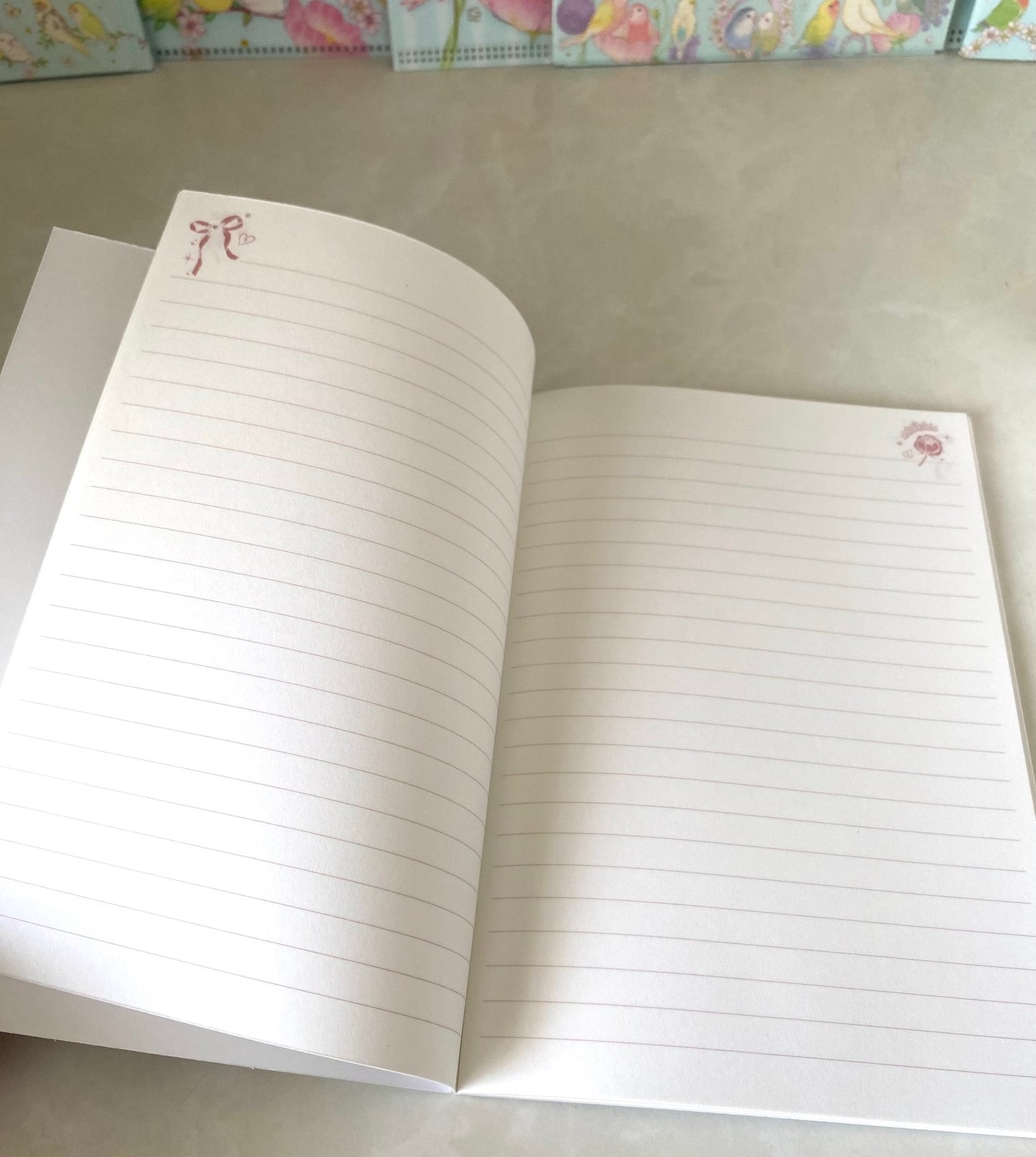 B6ノート フラワリー インコ たけいみき 金箔加工(表紙部分)