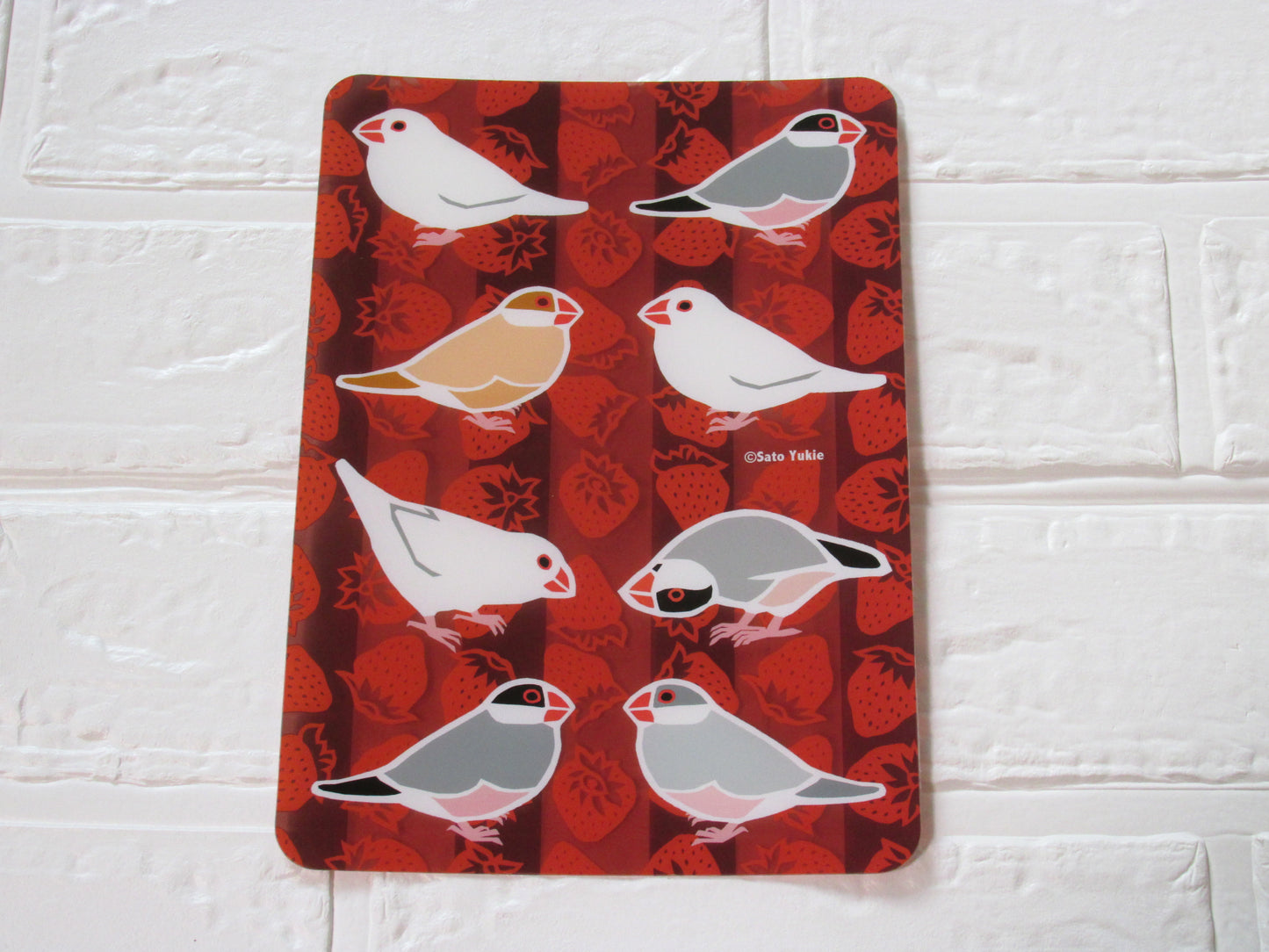 A5 下敷き いちご文鳥