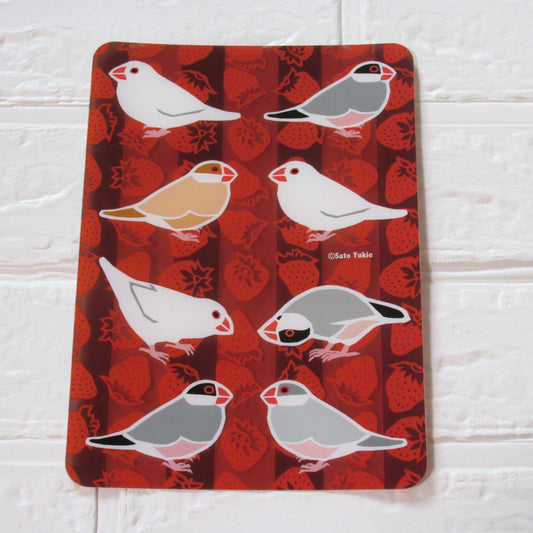 A5 下敷き いちご文鳥