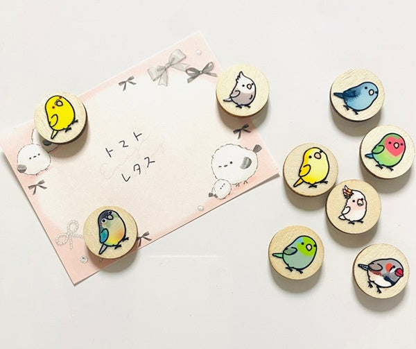 Chubby Bird 木製マグネット いろんな鳥さん F ミニサイズ 9個セット 丸型 クーポン利用不可 - Sweet Birdie Boutique