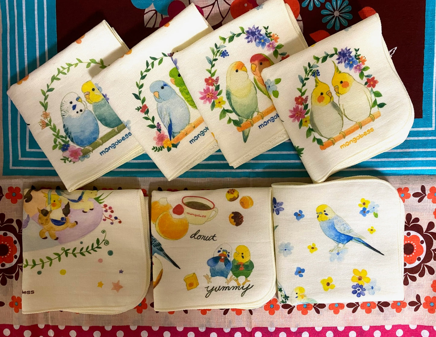 ハンカチ セキセイインコ 鳥かごことりシリーズ