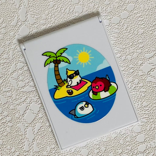 Chubby Bird コンパクトミラー 南の島で夏休み オカメインコ コザクラインコ