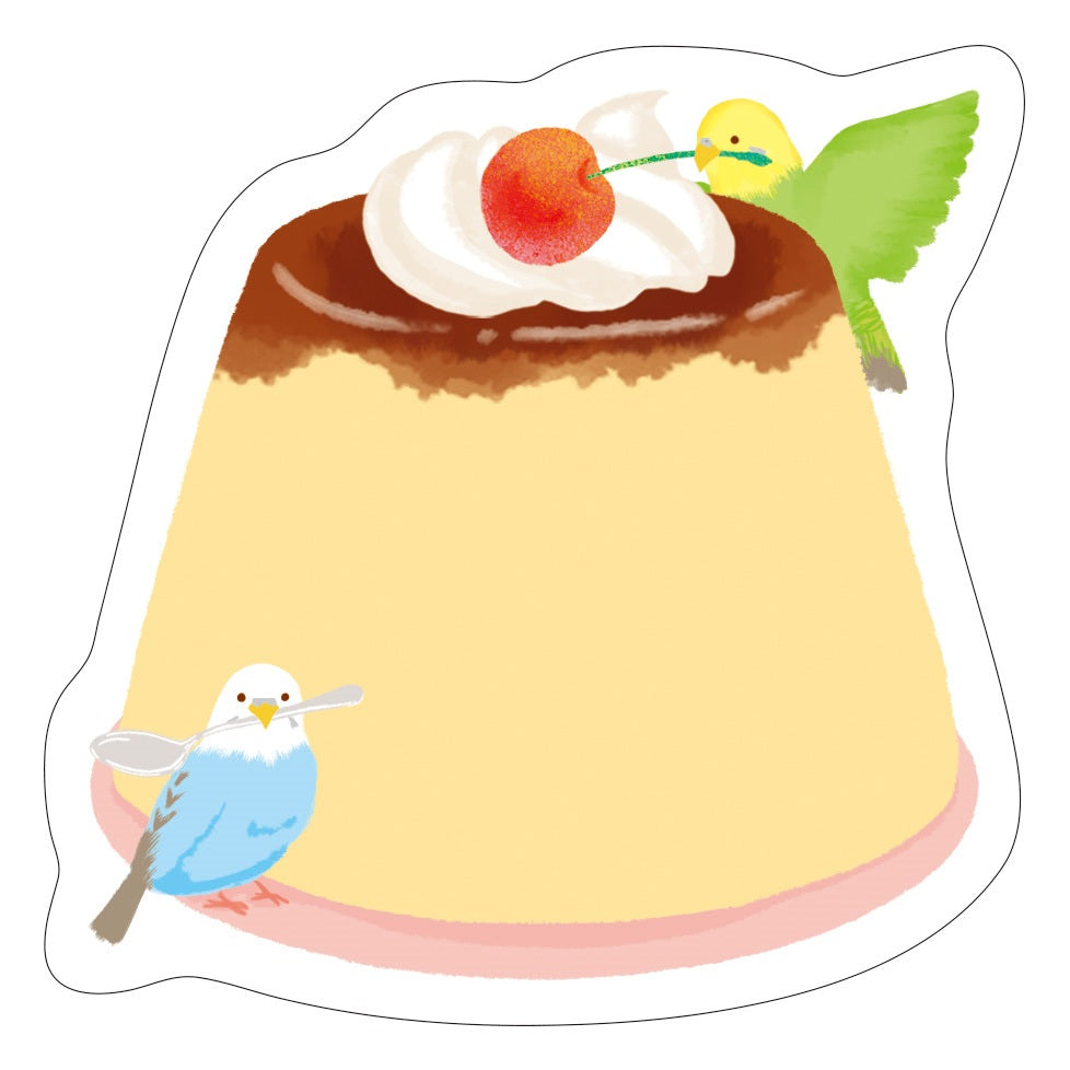 付せん　セキセイインコとプリン