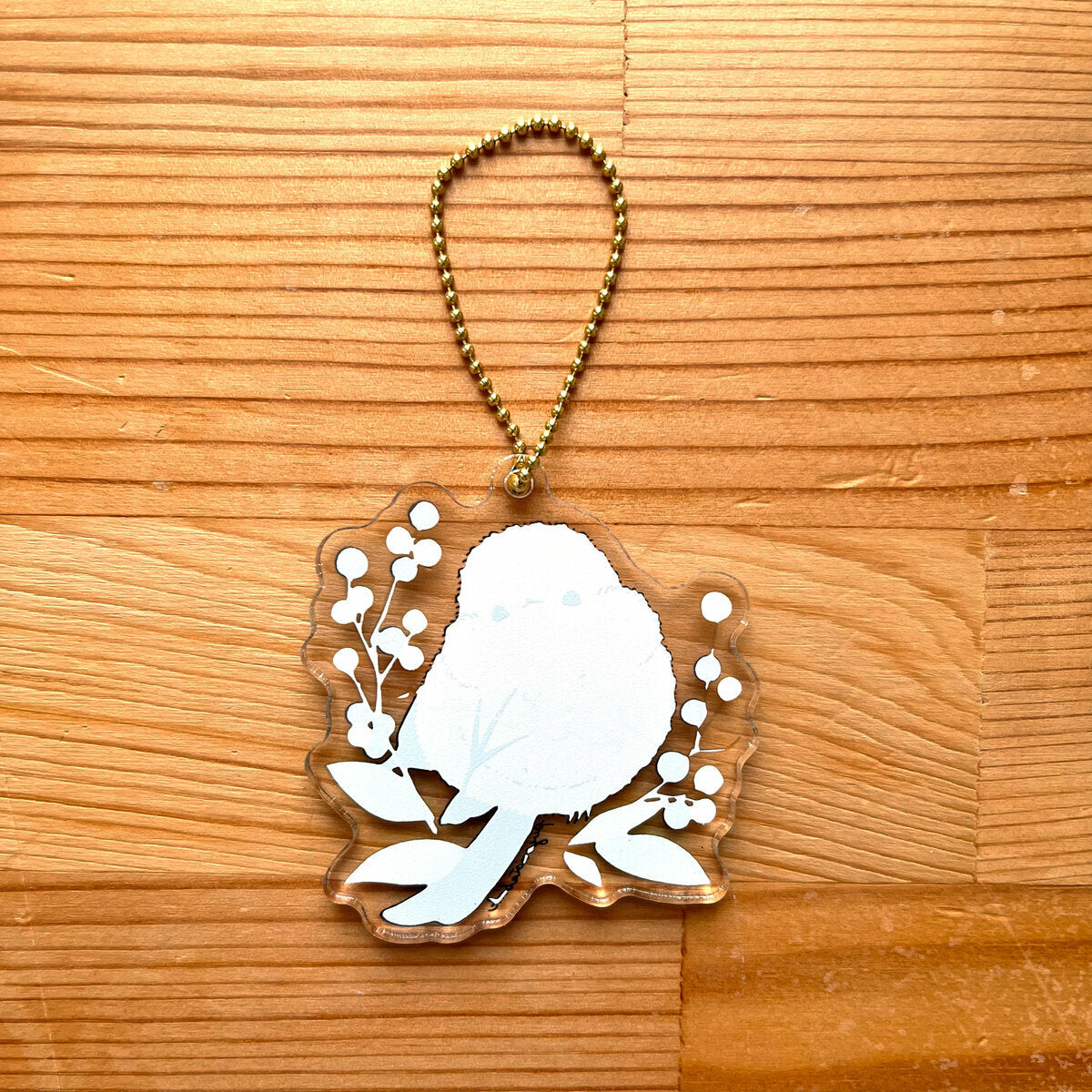 受注製作 アクリルキーホルダー 北海道の植物とシマエナガ キハダ クーポン利用不可