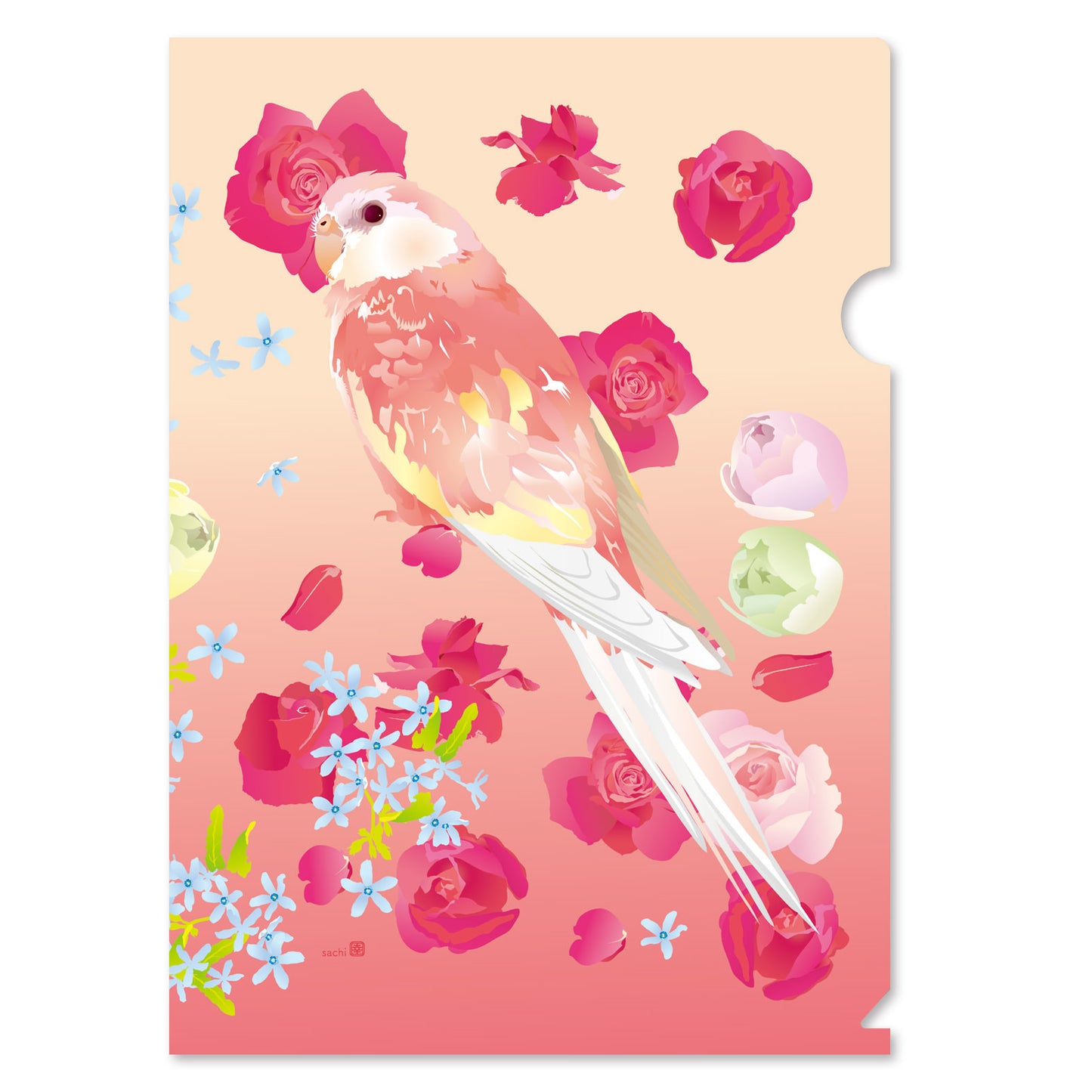 A4 クリアファイル とりアート アキクサインコ ばらいろインコ