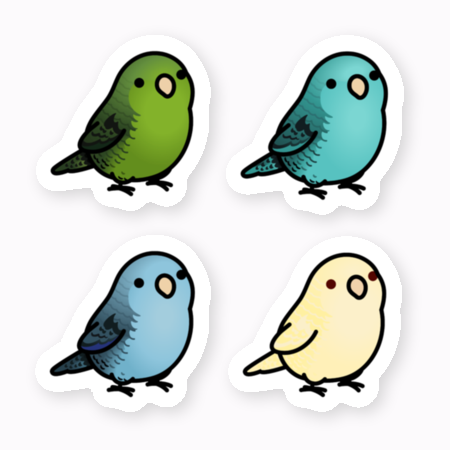Chubby Bird サザナミインコ ステッカー スモールサイズ 防水仕様 貼り直し可 厚手 PVC素材 クーポン利用不可