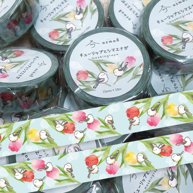 マスキングテープ チューリップとシマエナガ