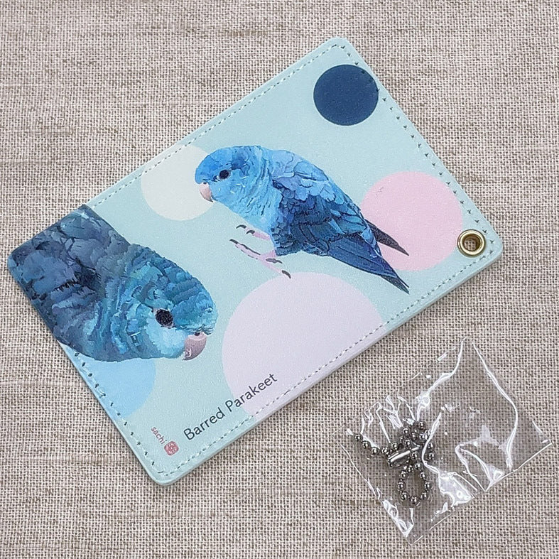 パスケース とりアート さざなみ色 サザナミインコ