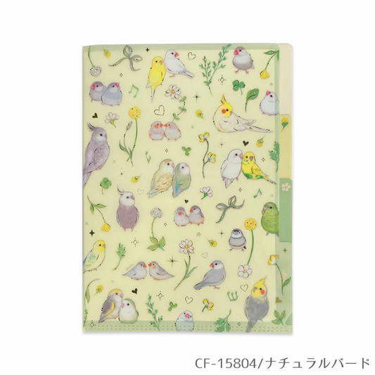 A5クリアファイル 3ポケット ナチュラルバード たけいみき 金箔加工