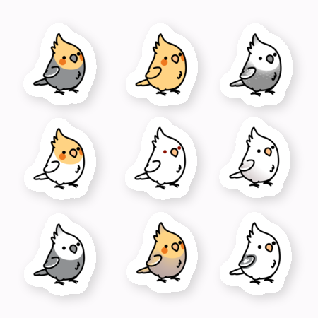 Chubby Bird オカメインコ ステッカー ミニサイズ 防水仕様 貼り直し可 厚手 PVC素材 クーポン利用不可