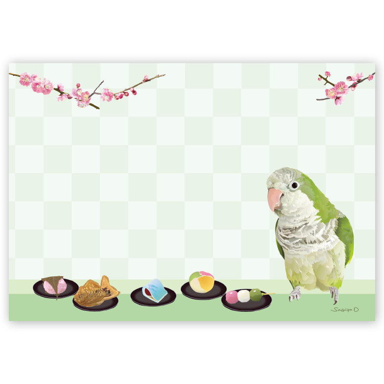 メモ帳 とりアート オキナインコ いとしわがし