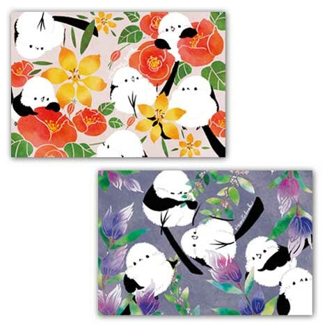 ポストカード 北海道の植物とシマエナガ 春夏 5枚セット - Sweet Birdie Boutique