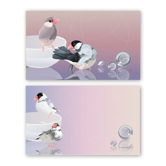 名刺サイズメモカード とりアート 文鳥