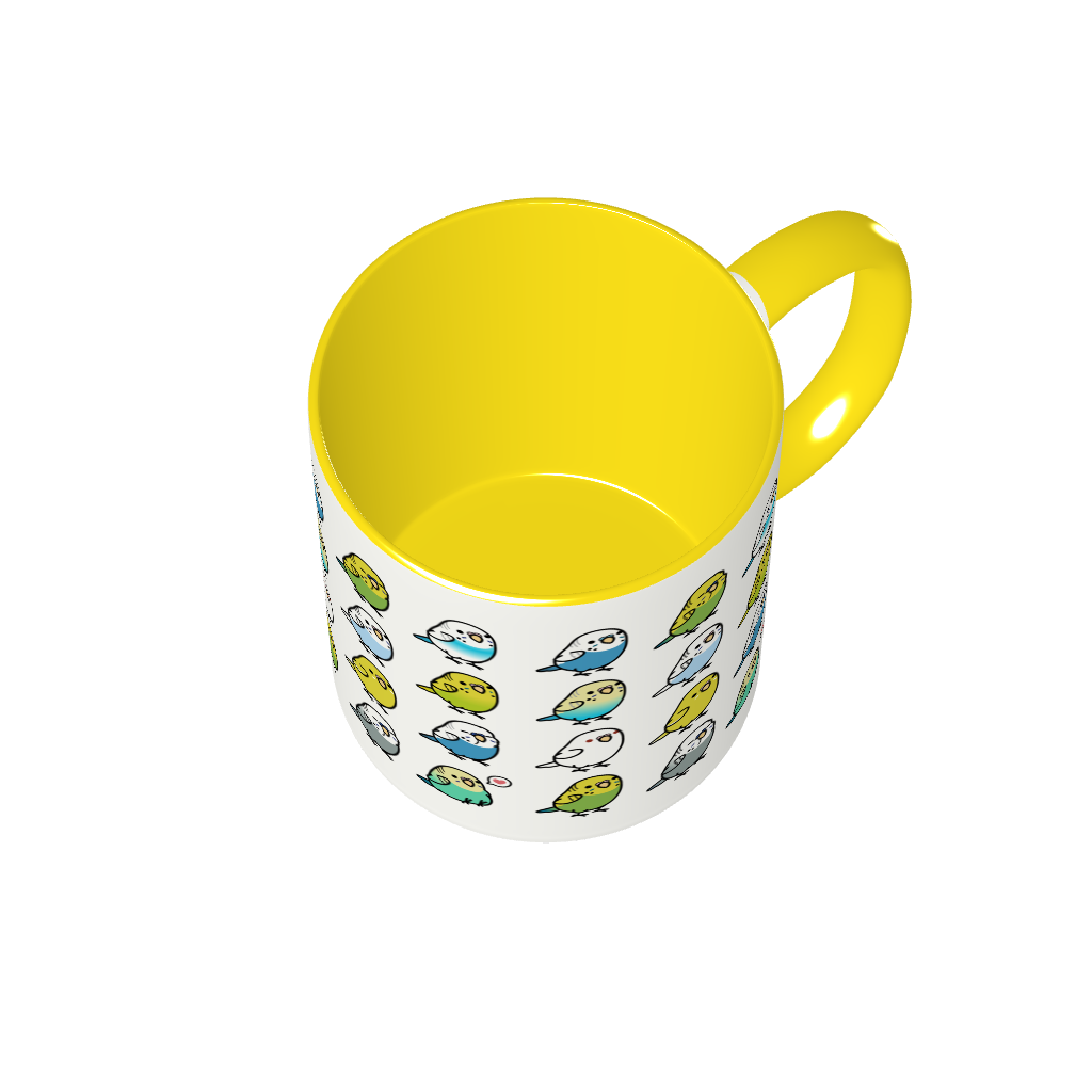 Chubby Bird セキセイインコ大集合 2トーンマグカップ イエロー 受注製作 メーカー直送 クーポン利用不可