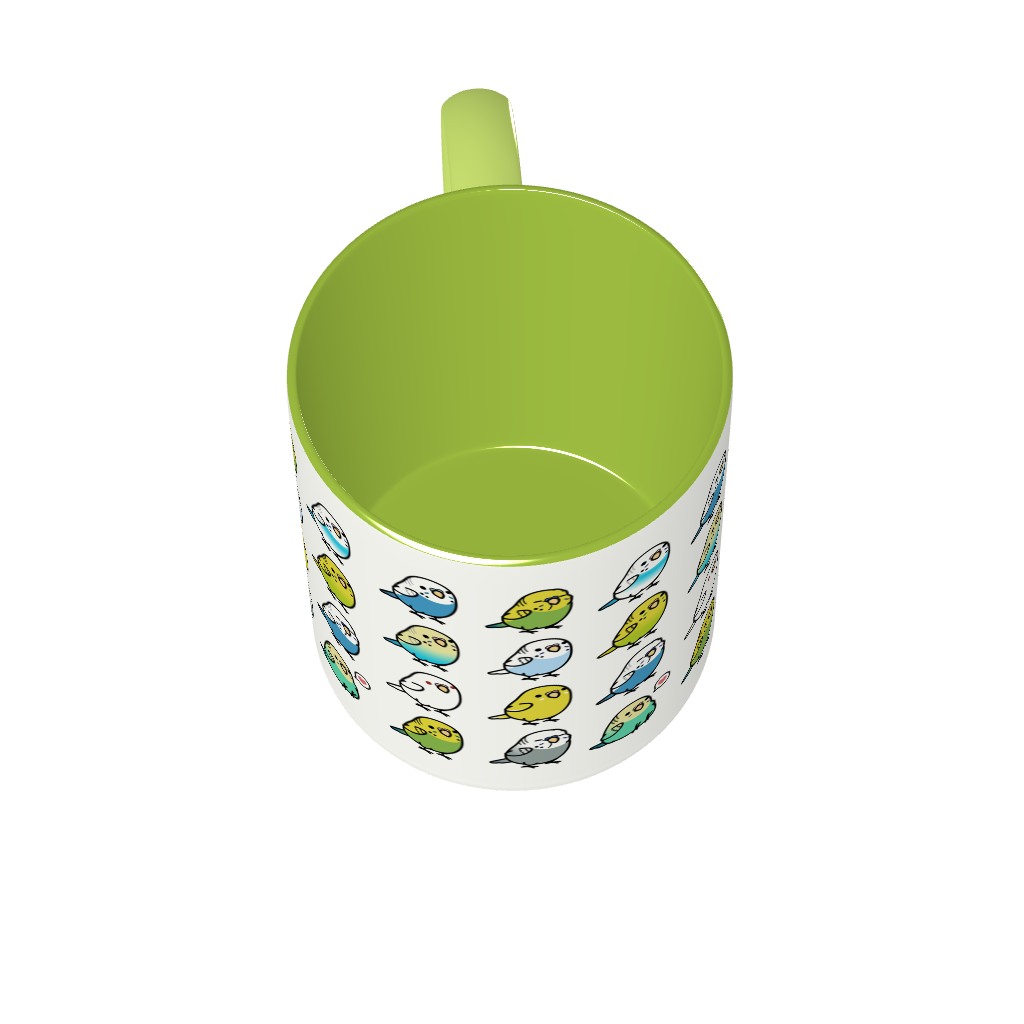 Chubby Bird セキセイインコ大集合 2トーンマグカップ ライトグリーン 受注製作 メーカー直送 クーポン利用不可
