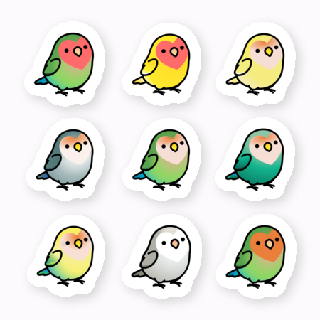 Chubby Bird コザクラインコ ステッカー ミニサイズ 防水仕様 貼り直し可 厚手 PVC素材 クーポン利用不可
