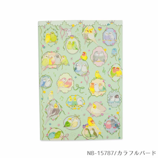 A5ノート カラフルバード インコ  たけいみき 金箔加工(表紙部分)
