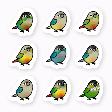 Chubby Bird  ウロコインコ ステッカー ミニサイズ 防水仕様 貼り直し可 厚手 PVC素材 クーポン利用不可