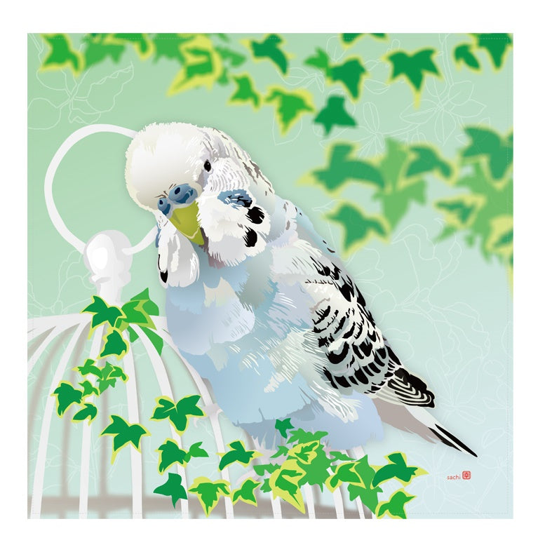 ハンドタオル とりアート ジャンボセキセイインコ 大型セキセイインコ