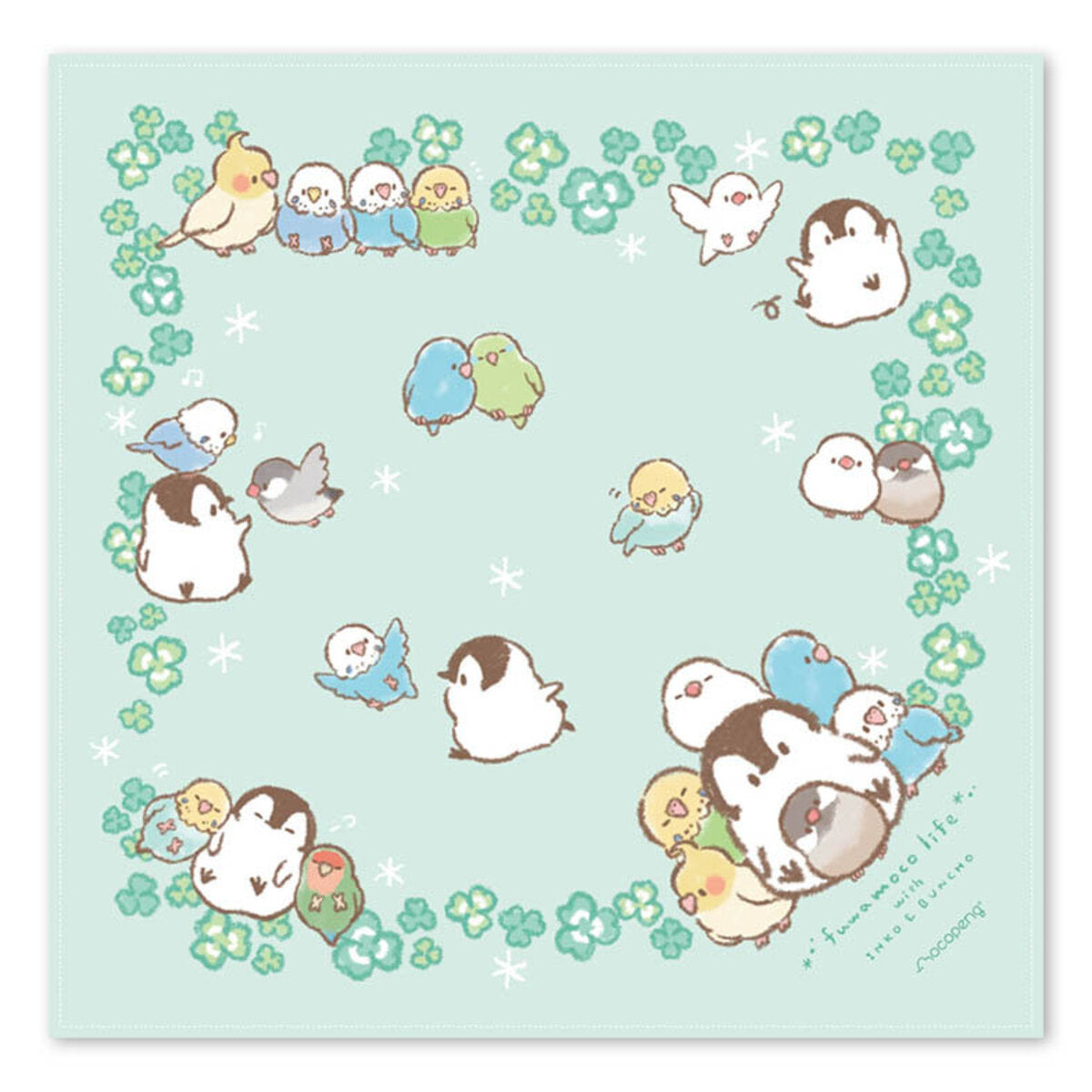 ハンドタオル ふわもこライフ もこぺん ペンギン、文鳥、インコ