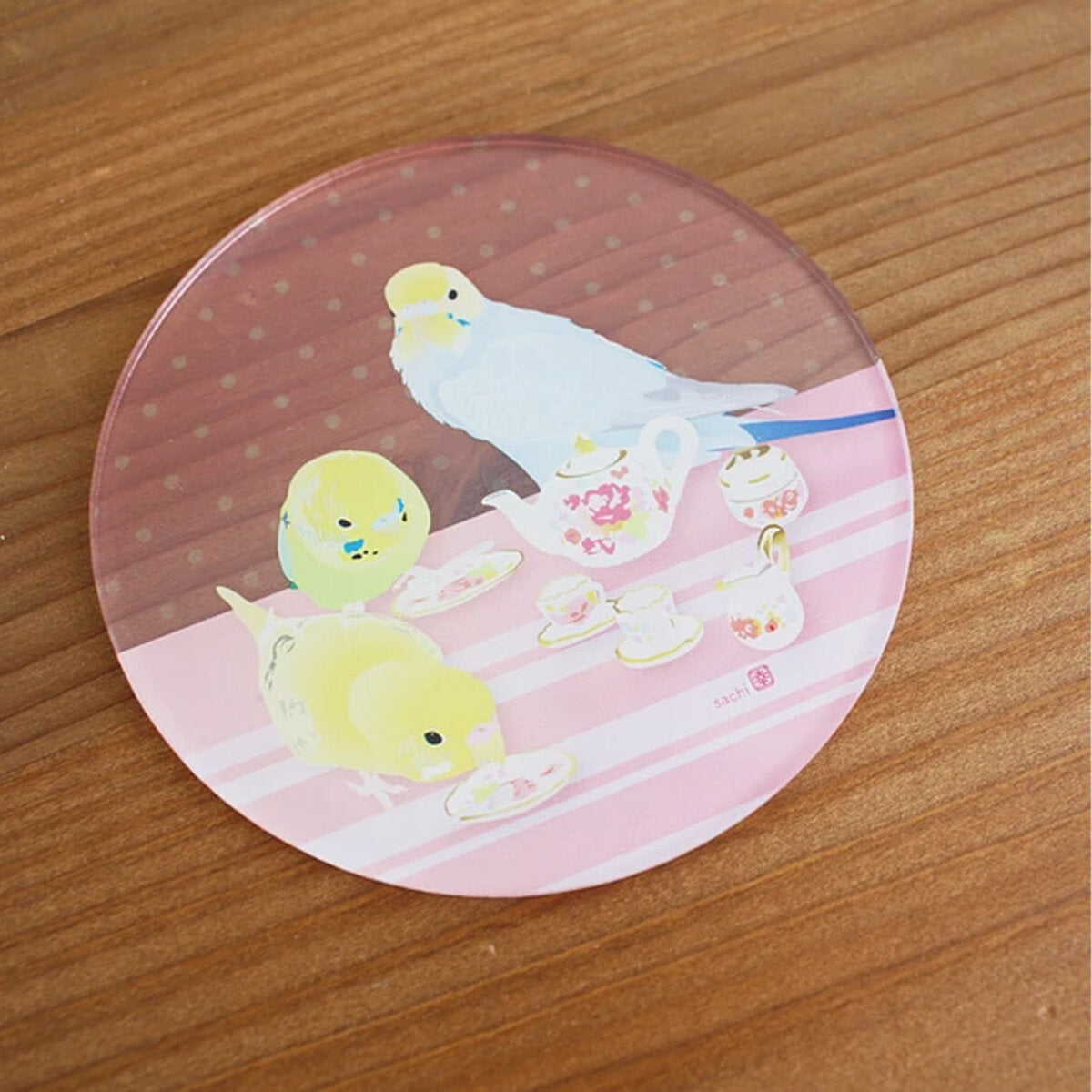 アクリルコースター とりアート お茶会いんこ セキセイインコ