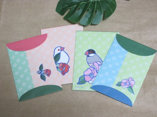 文鳥 ぽち袋 椿 - 小鳥雑貨専門のお店 スウィート・バーディー・ブティック