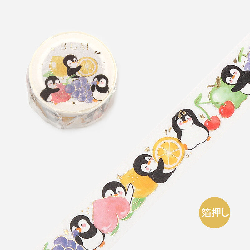 マスキングテープ ペンギン村 フルーツ 箔押し加工