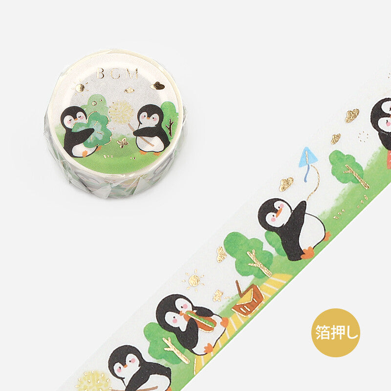 マスキングテープ ペンギン村 ピクニック 箔押し加工