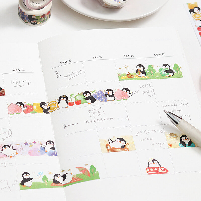 マスキングテープ ペンギン村 ピクニック 箔押し加工