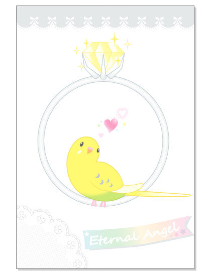 ポストカード Eternal ring セキセイインコ 黄ハルクイン - 小鳥雑貨専門のお店 スウィート・バーディー・ブティック