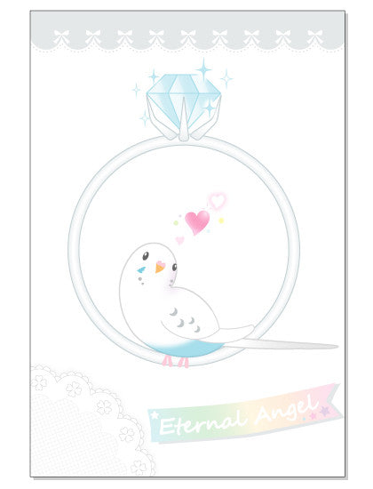 ポストカード Eternal ring セキセイインコ 白ハルクイン - 小鳥雑貨専門のお店 スウィート・バーディー・ブティック