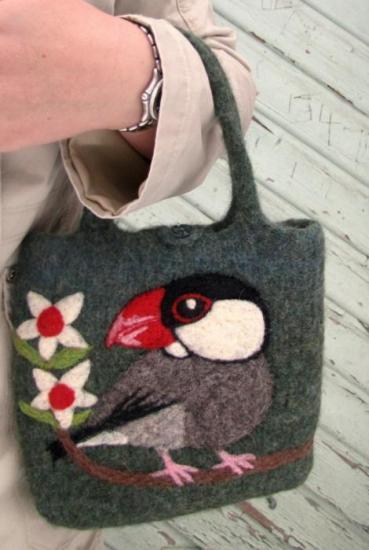 愛鳥コレクション 羊毛フェルトバッグ 文鳥 - 小鳥雑貨専門のお店 スウィート・バーディー・ブティック
