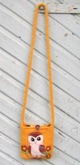 愛鳥コレクション 羊毛フェルトポシェット フクロウ A - 小鳥雑貨専門のお店 スウィート・バーディー・ブティック