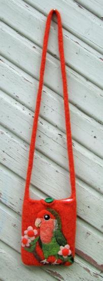 愛鳥コレクション 羊毛フェルトポシェット コザクラインコ - 小鳥雑貨専門のお店 スウィート・バーディー・ブティック