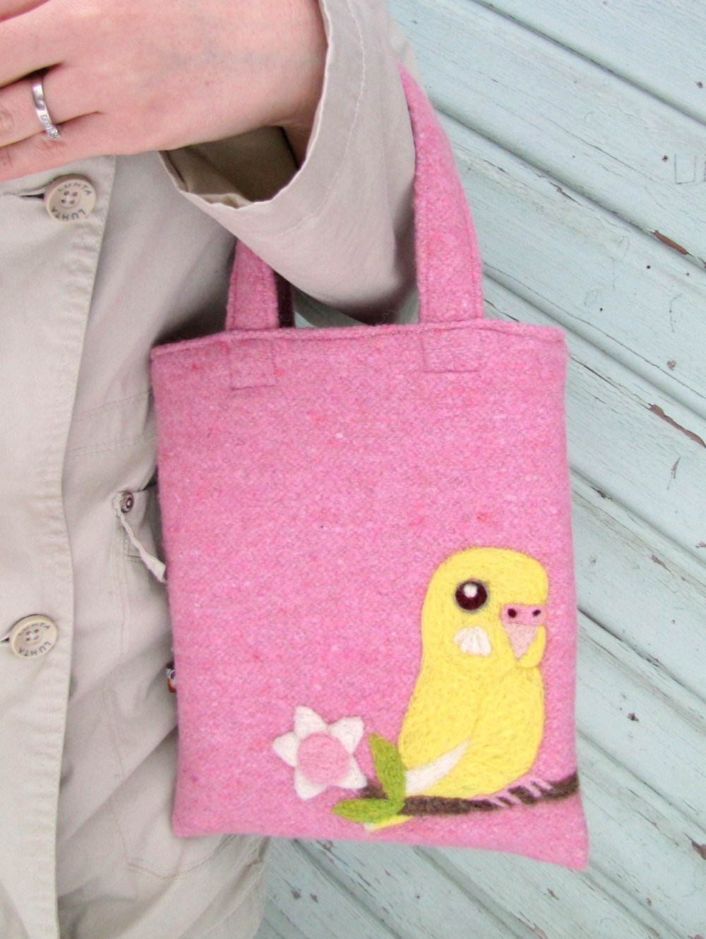 愛鳥コレクション セキセイインコ A5トート ピンク - 小鳥雑貨専門のお店 スウィート・バーディー・ブティック