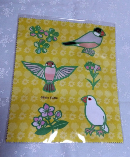 マイクロファイバークロス 文鳥 イエロー - 小鳥雑貨専門のお店 スウィート・バーディー・ブティック