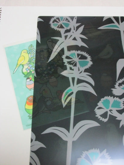 クリアファイル A4サイズ 鳥づくし 撫子(なでしこ) 文鳥、セキセイインコ、オカメインコ、オキナインコ、ヨウム、ボタンインコ、コザクラインコ - 小鳥雑貨専門のお店 スウィート・バーディー・ブティック