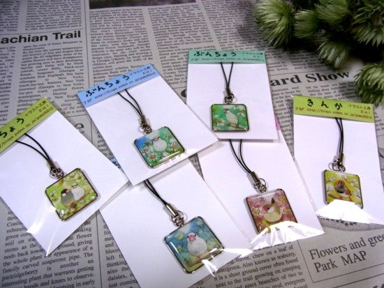 ストラップ 文鳥 マーガレット2 - 小鳥雑貨専門のお店 スウィート・バーディー・ブティック