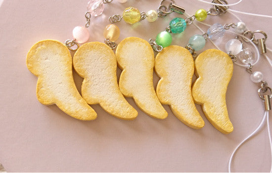 ストラップ 羽型クッキー&ビーズ ピンク - 小鳥雑貨専門のお店 スウィート・バーディー・ブティック